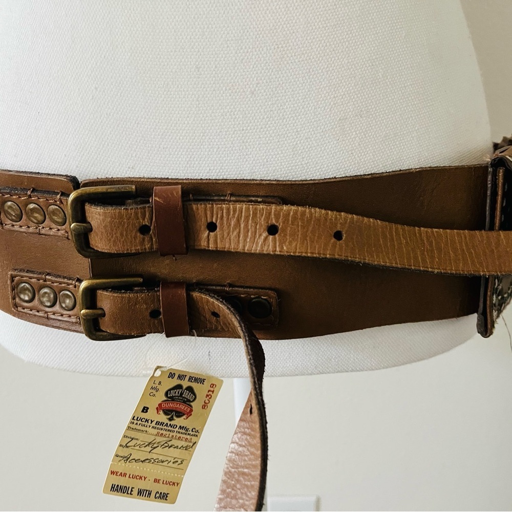 Lucky Brand Tan Leather Belt with Embellished Buckle - Picture 2 of 9